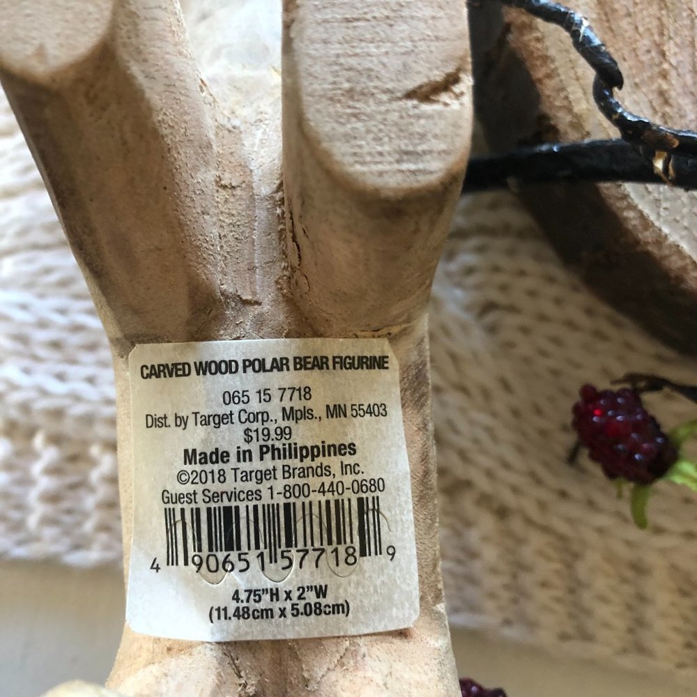 CARVED WOOD POLAR BEAR FIGURINE (TARGET) - Picture 5 of 5